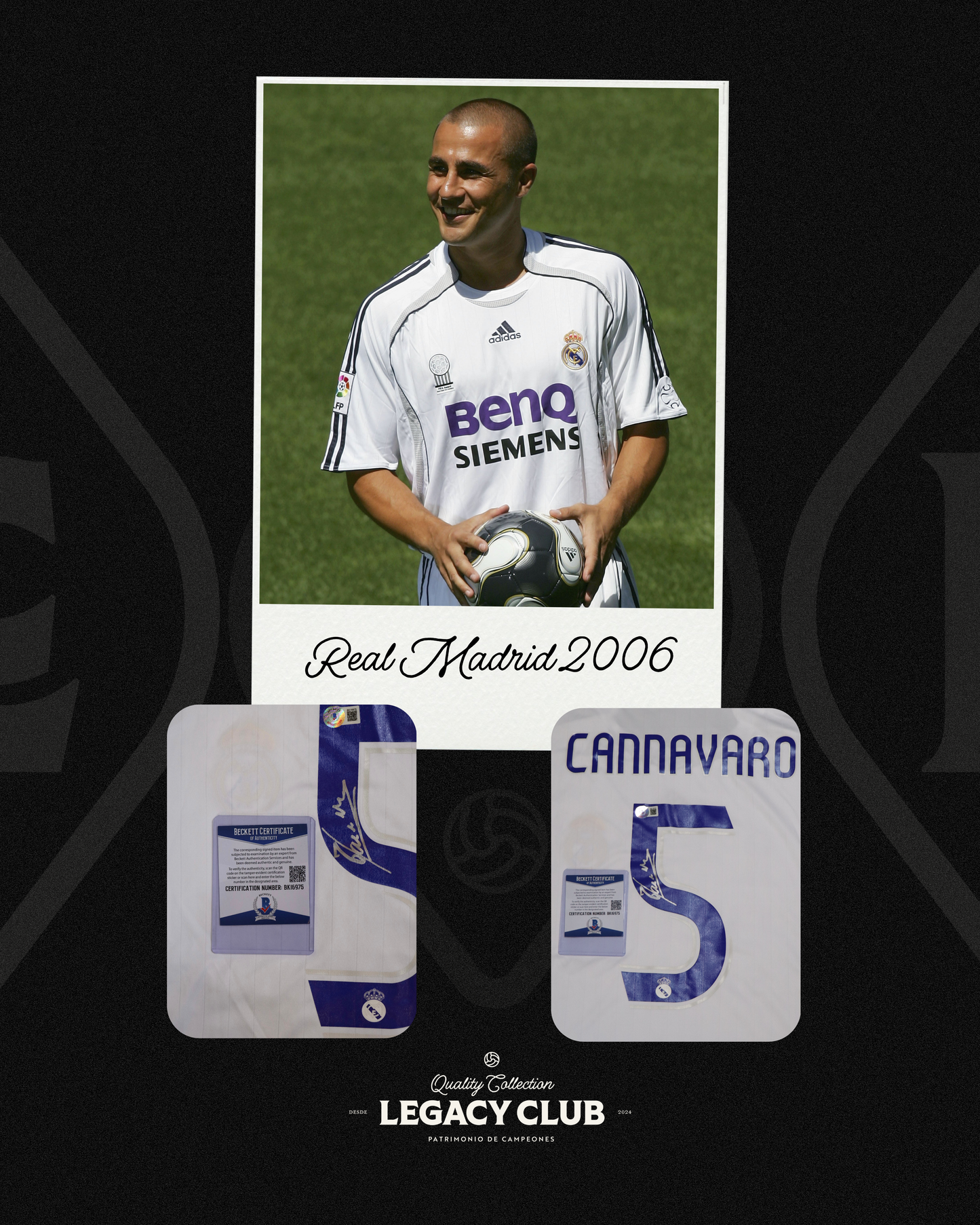 Camiseta Autografiada Fabio Cannavaro Real Madrid 2006