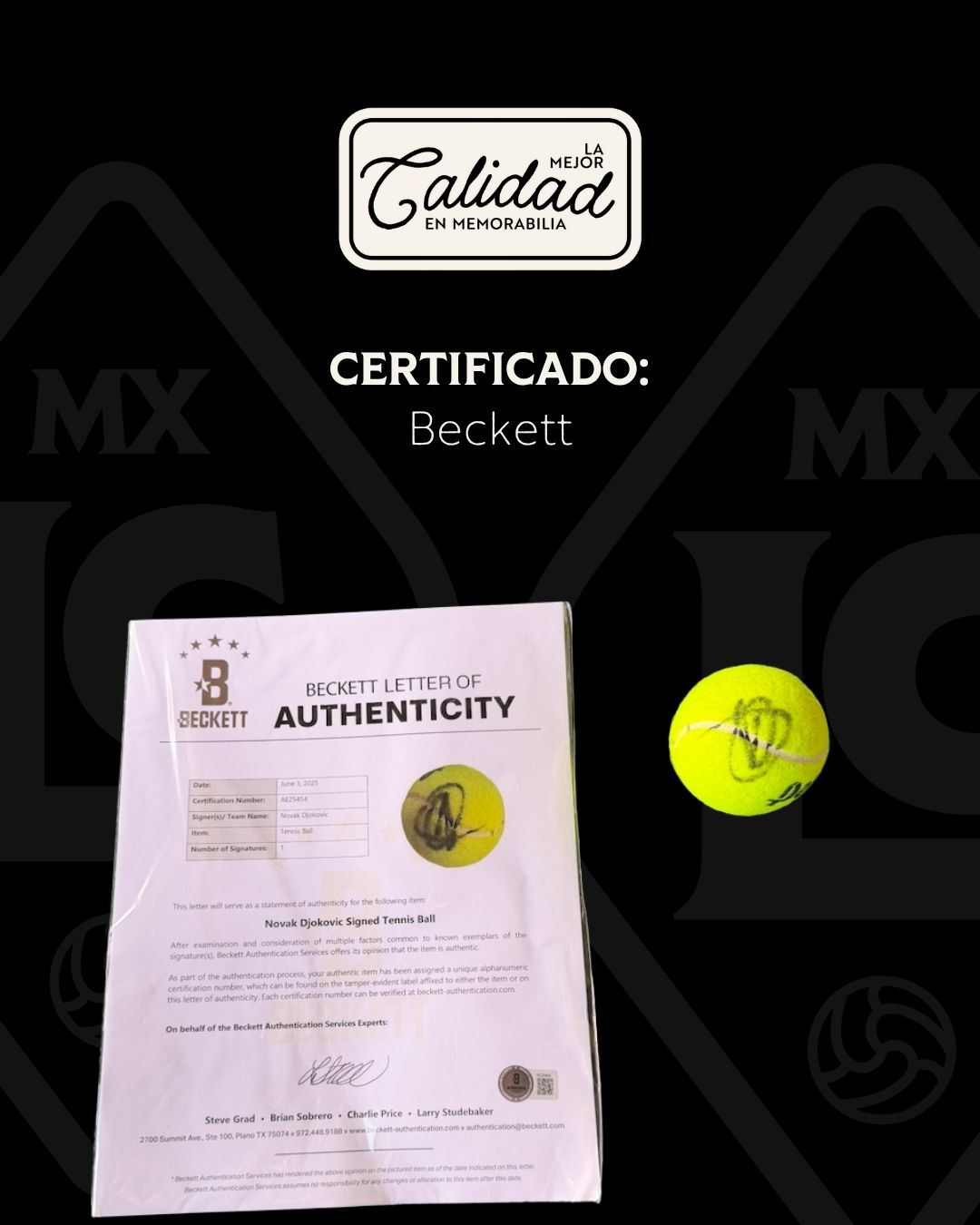 Pelota firmada Novak Djokovic