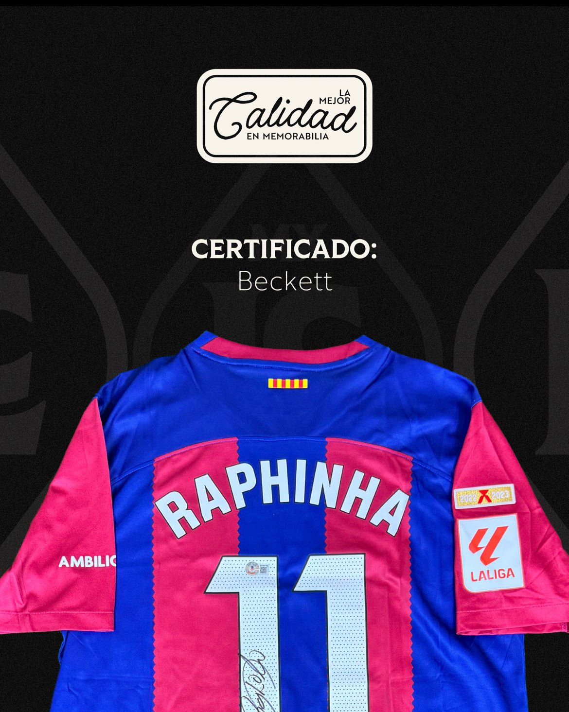 Camiseta Autografiada Raphinha Barcelona 2023