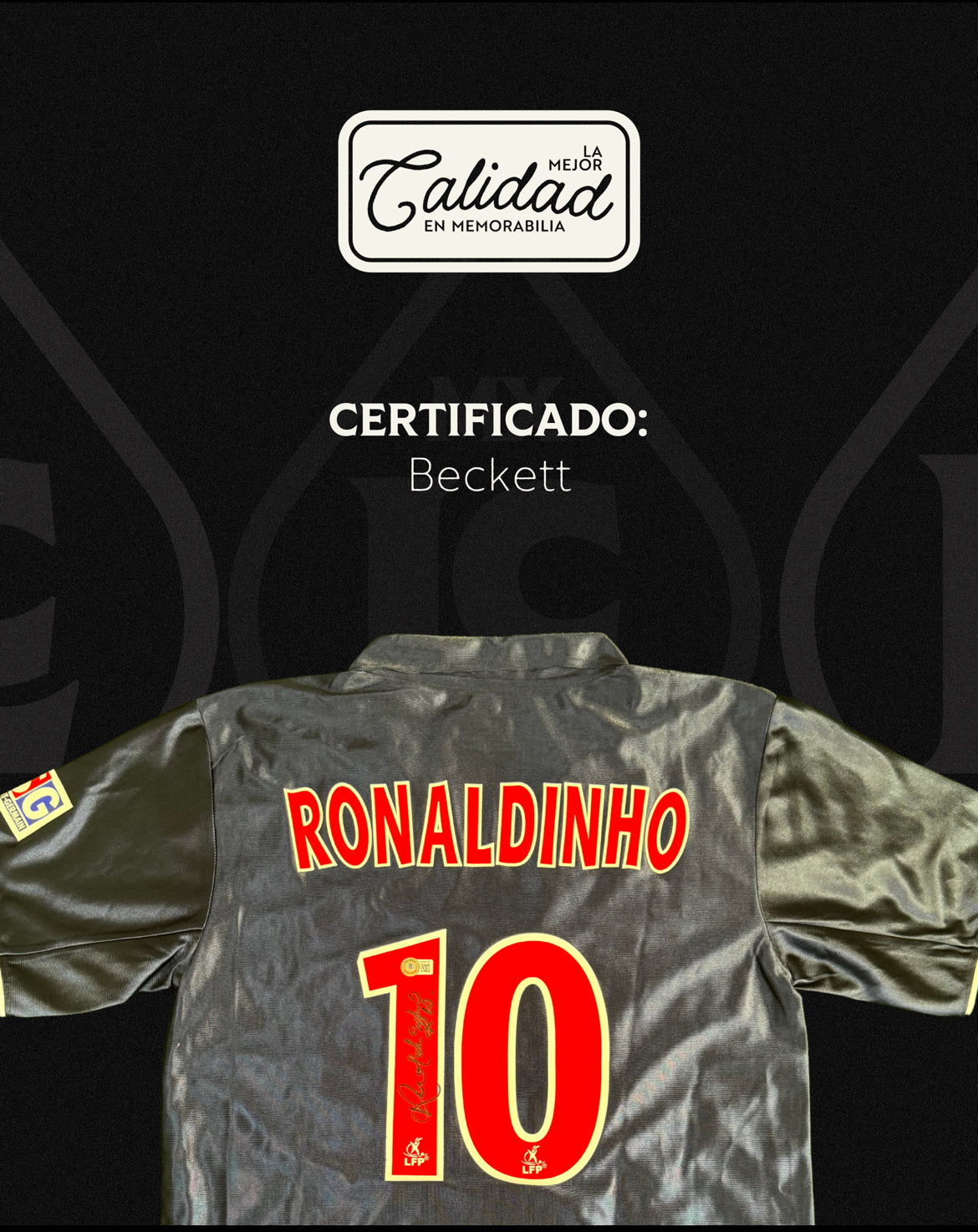 Camiseta Autografiada Ronaldinho Paris Saint-Germain PSG 2001