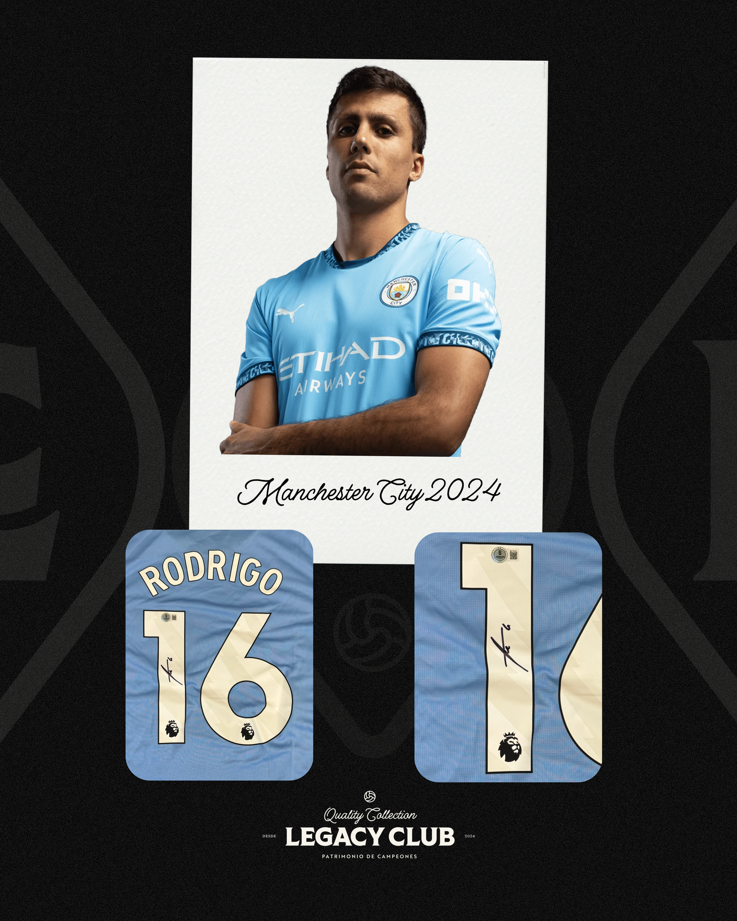 Camiseta Autografiada Rodrigo "Rodri" Hernandez Manchester City 2024