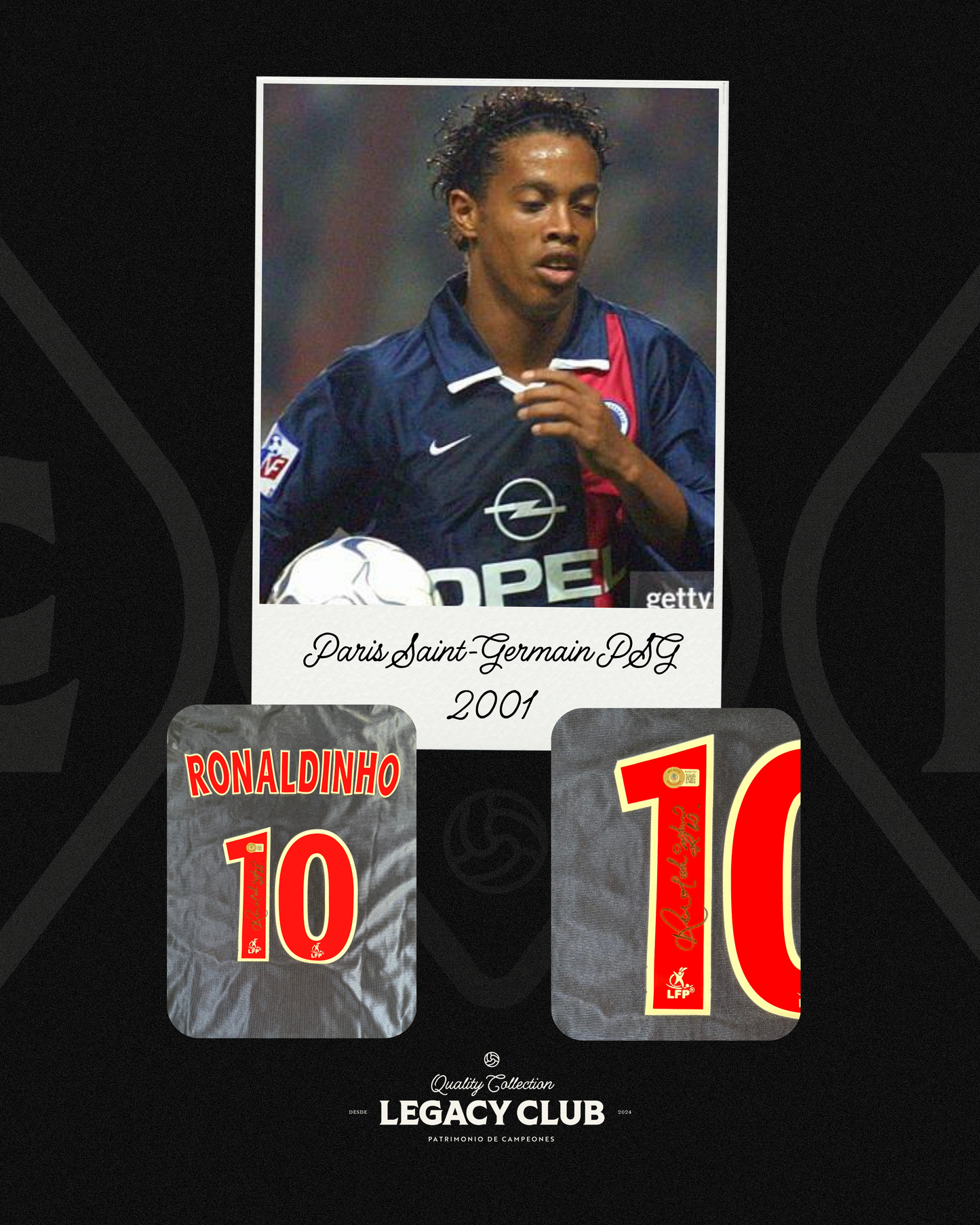 Camiseta Autografiada Ronaldinho Paris Saint-Germain PSG 2001