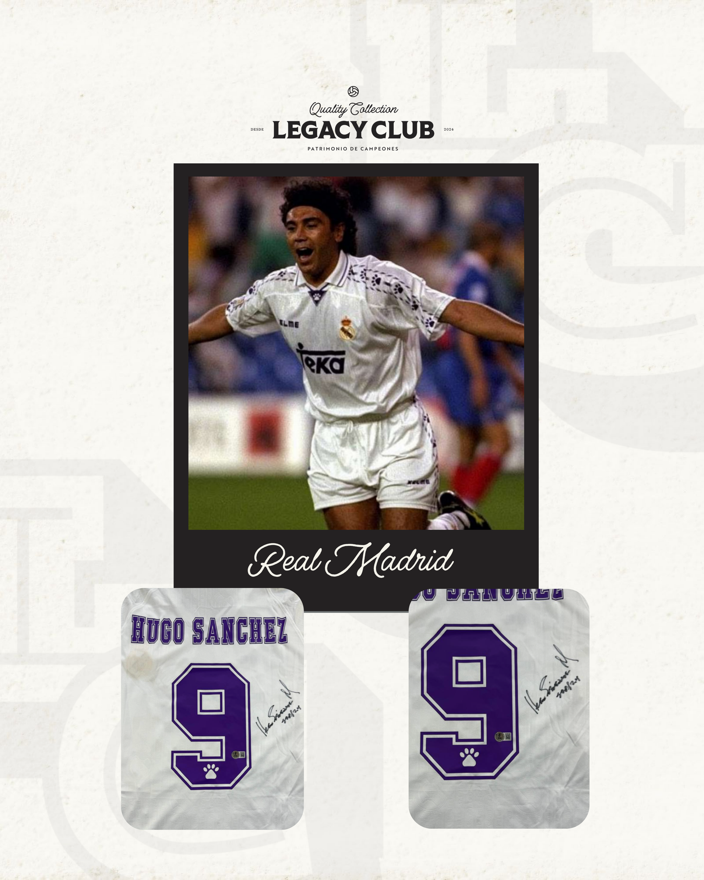 Jersey firmado Hugo Sanchez Real Madrid