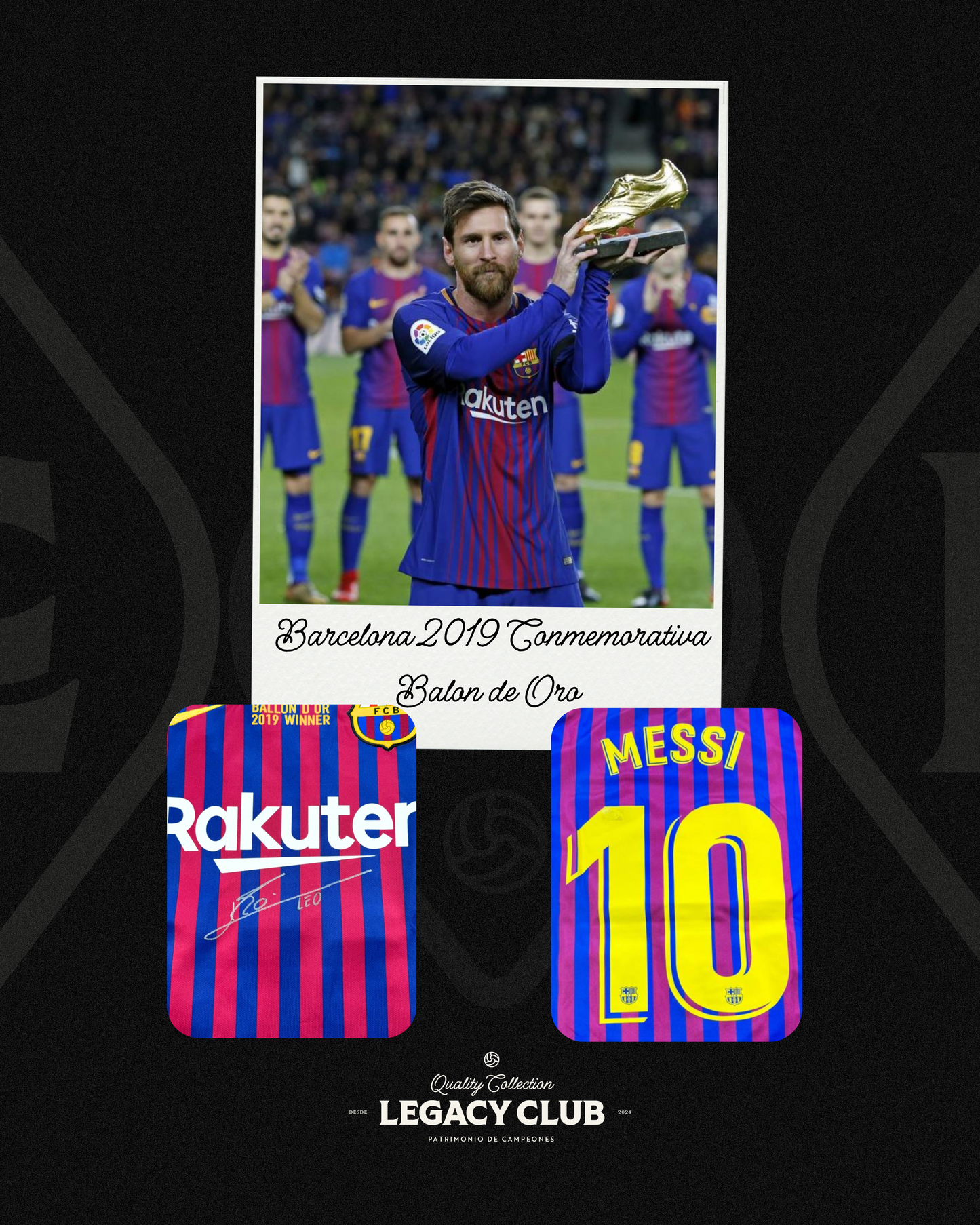 Jersey firmado Lionel Messi Barcelona 2019 Conmemorativa Balon de Oro