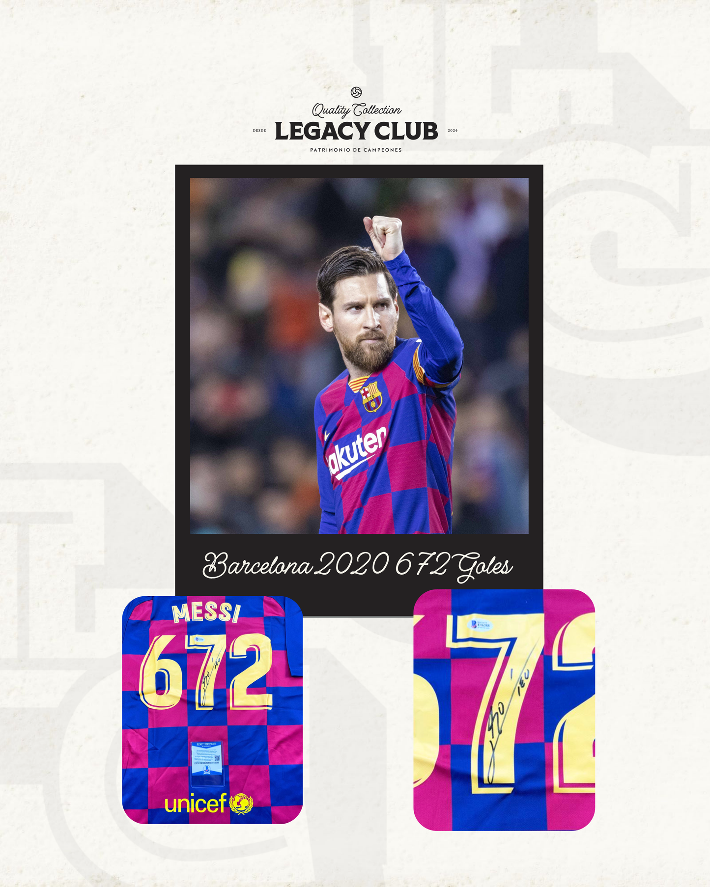 Jersey firmado Lionel Messi Barcelona 2020 672 Goles