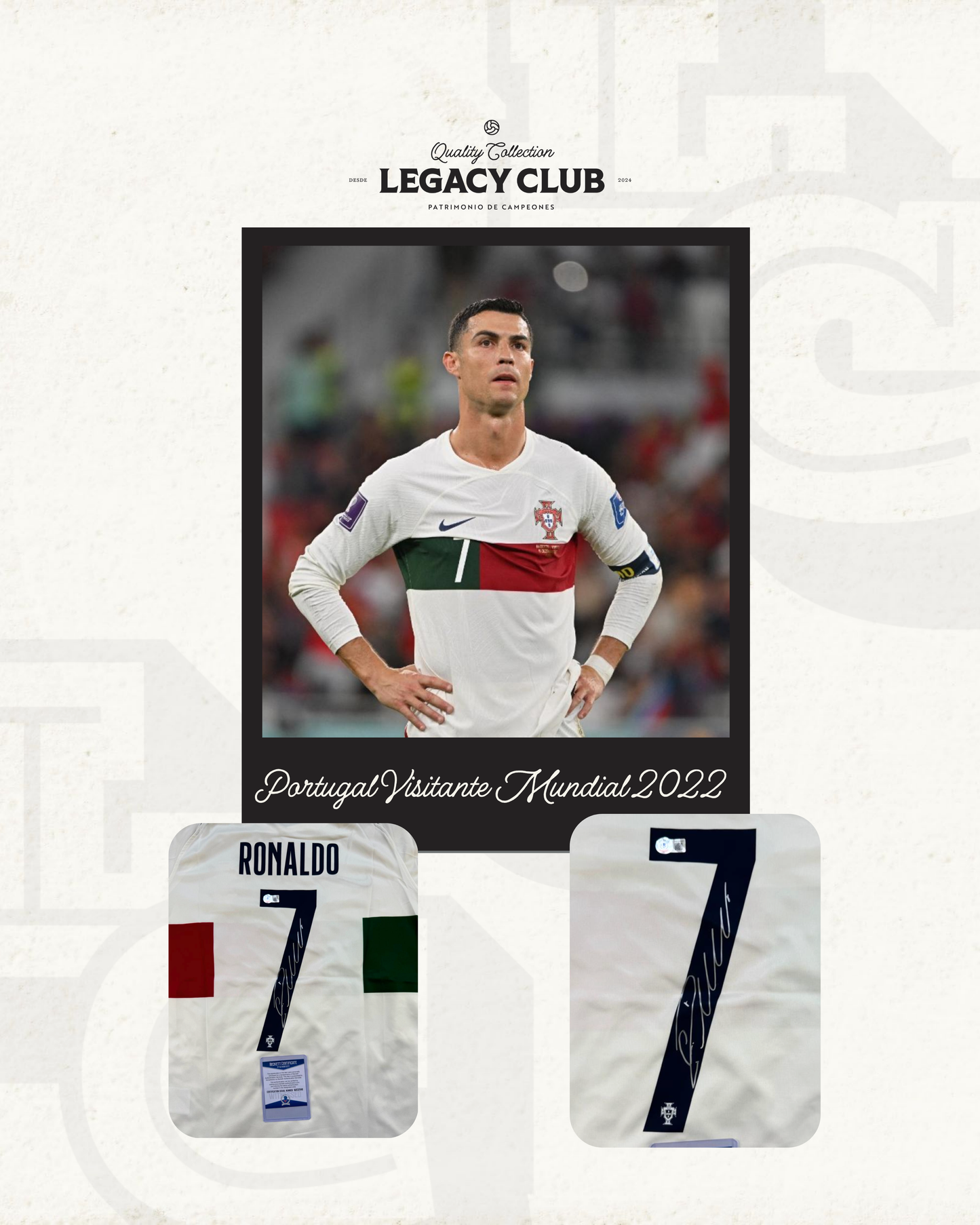 Jersey firmado Cristiano Ronaldo Portugal Visitante Mundial 2022