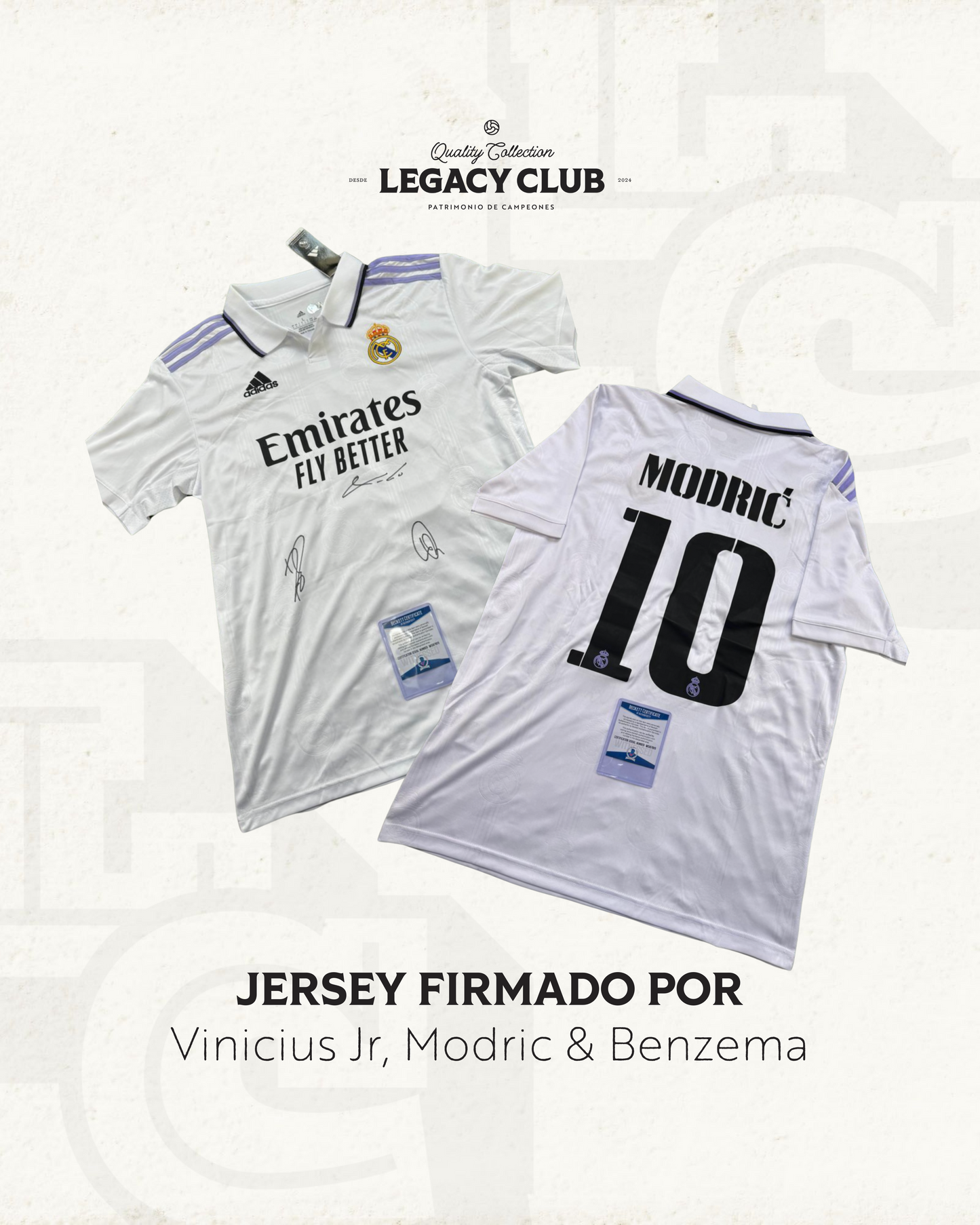 Jersey firmado Vinicius Jr, Modric & Benzema Real Madrid