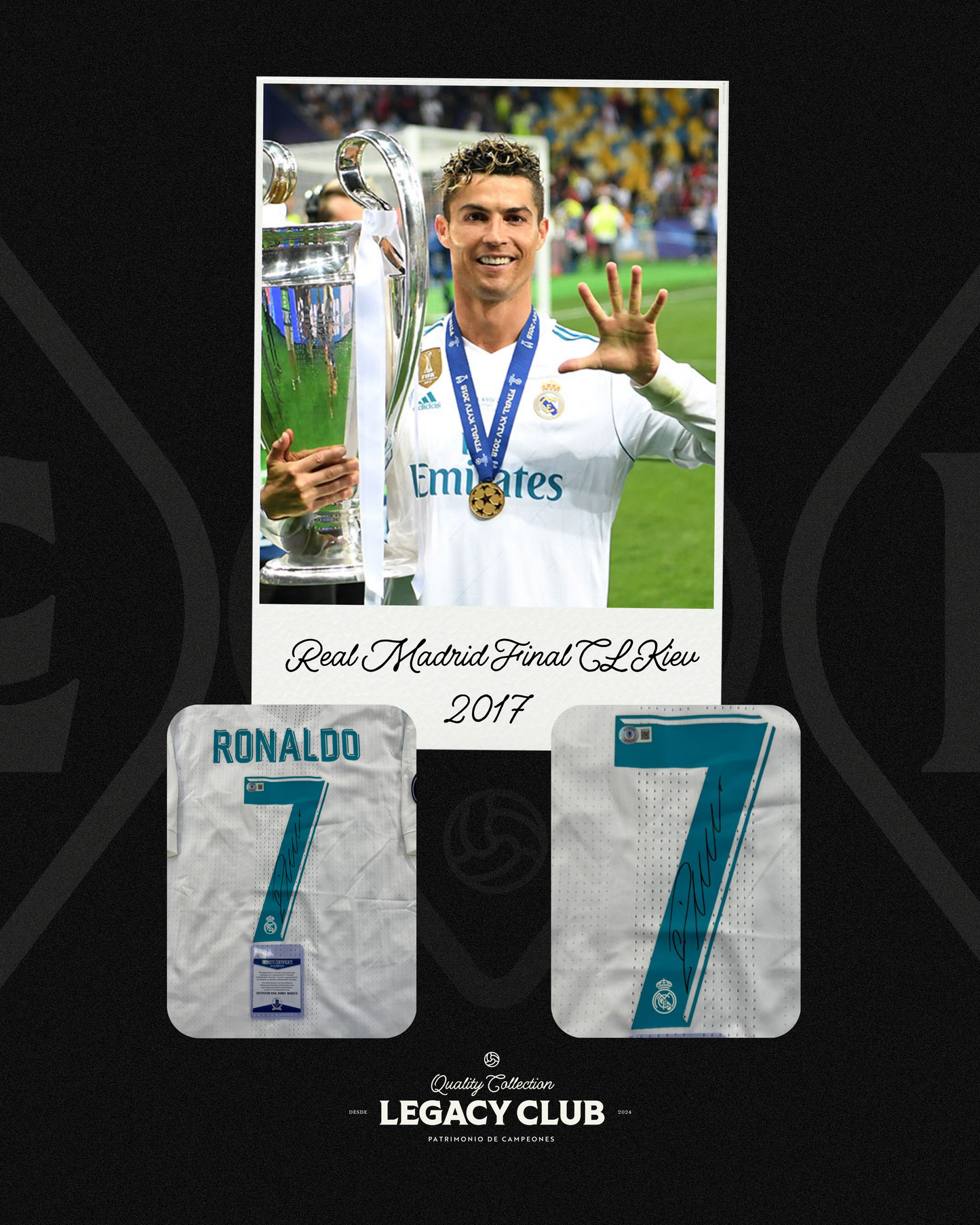 Jersey firmado Cristiano Ronaldo Real Madrid Final CL Kiev 2017
