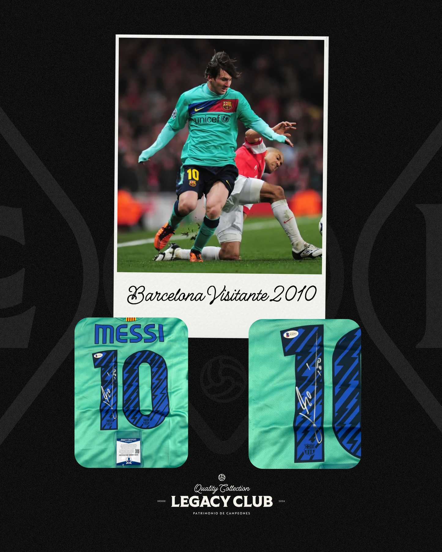 Jersey firmado Lionel Messi Barcelona Visitante 2010