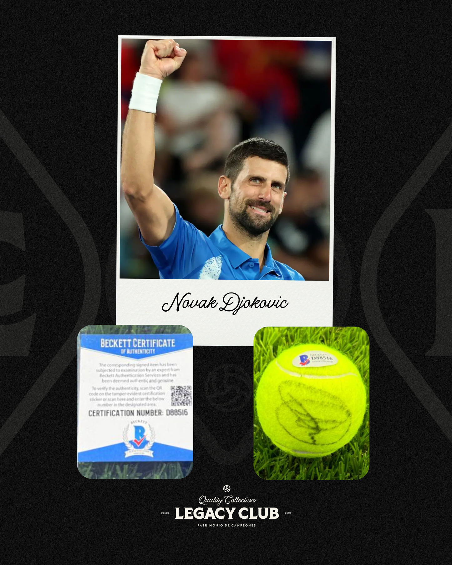 Pelota firmada Novak Djokovic