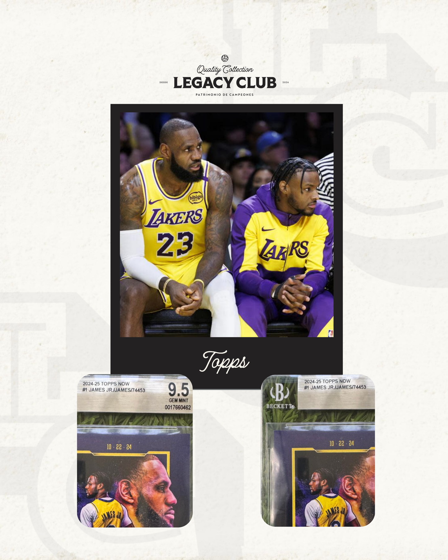 Tarjeta Lebron James & Bronny James Topps (BGS 9.5)