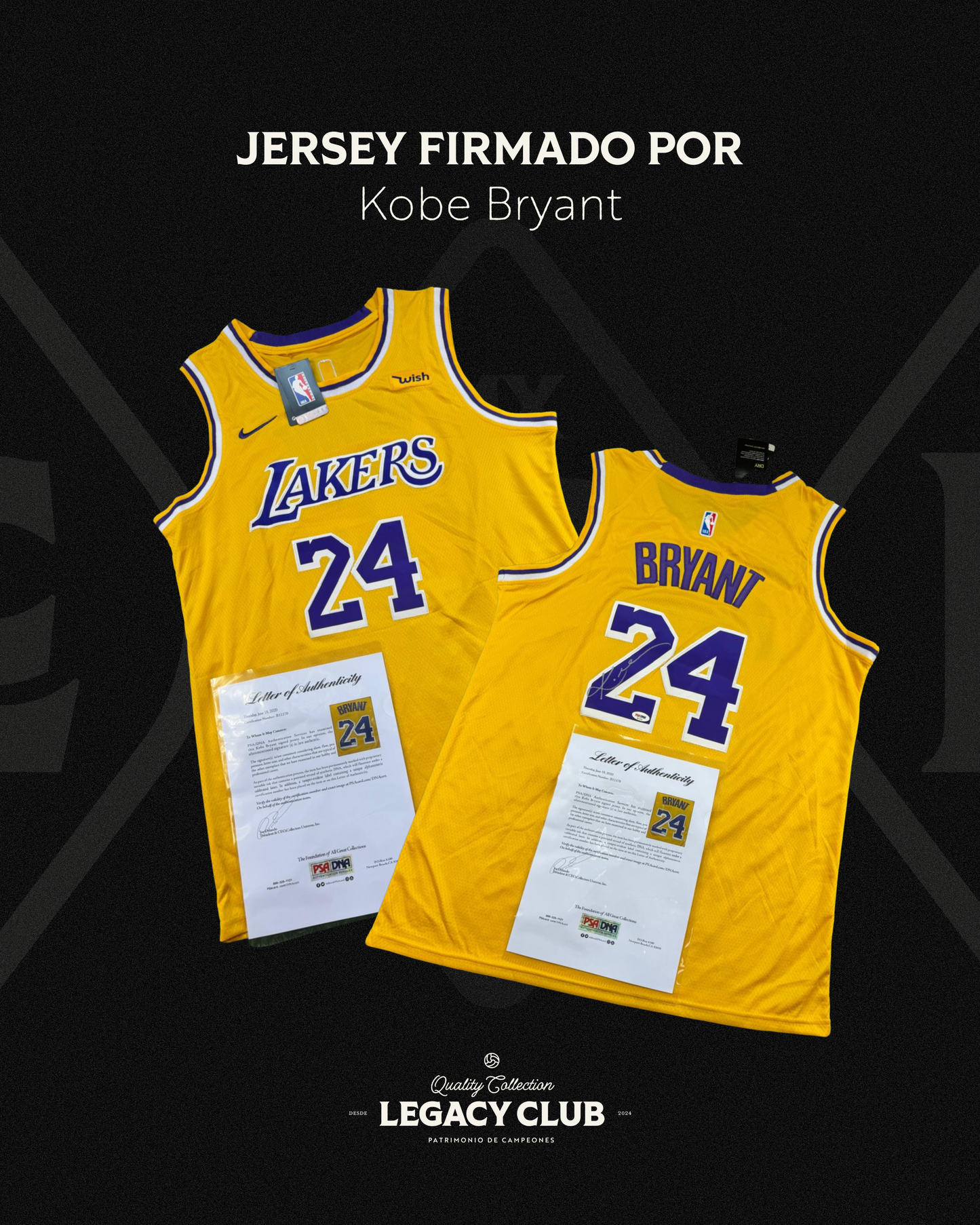 Jersey firmado Kobe Bryant LA Lakers