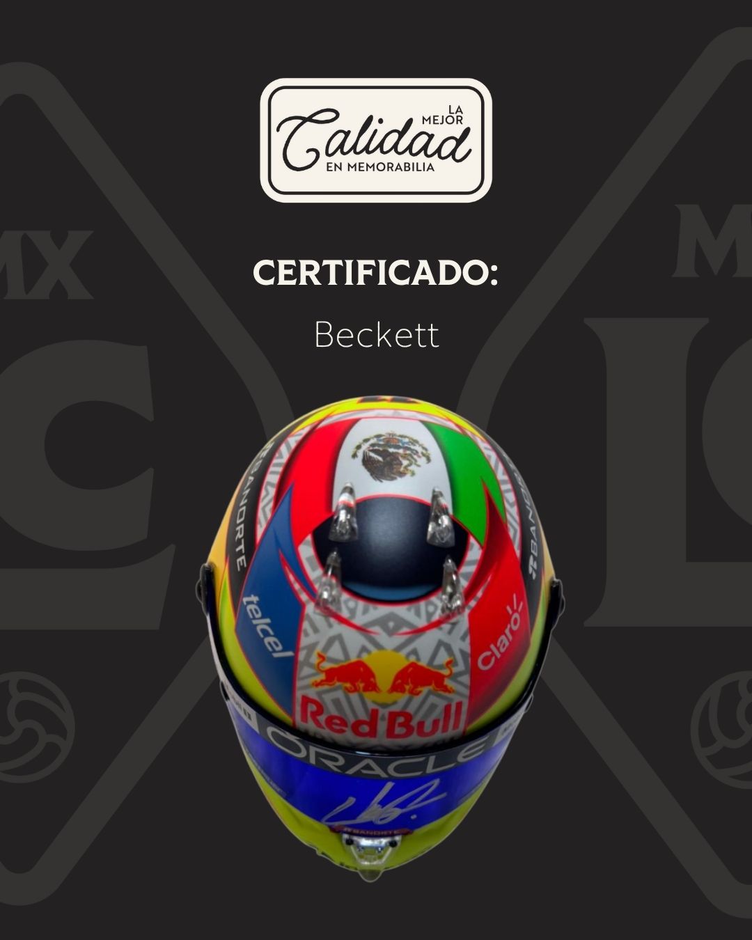 Mini casco firmado Sergio Pérez Red Bull Austria 2021