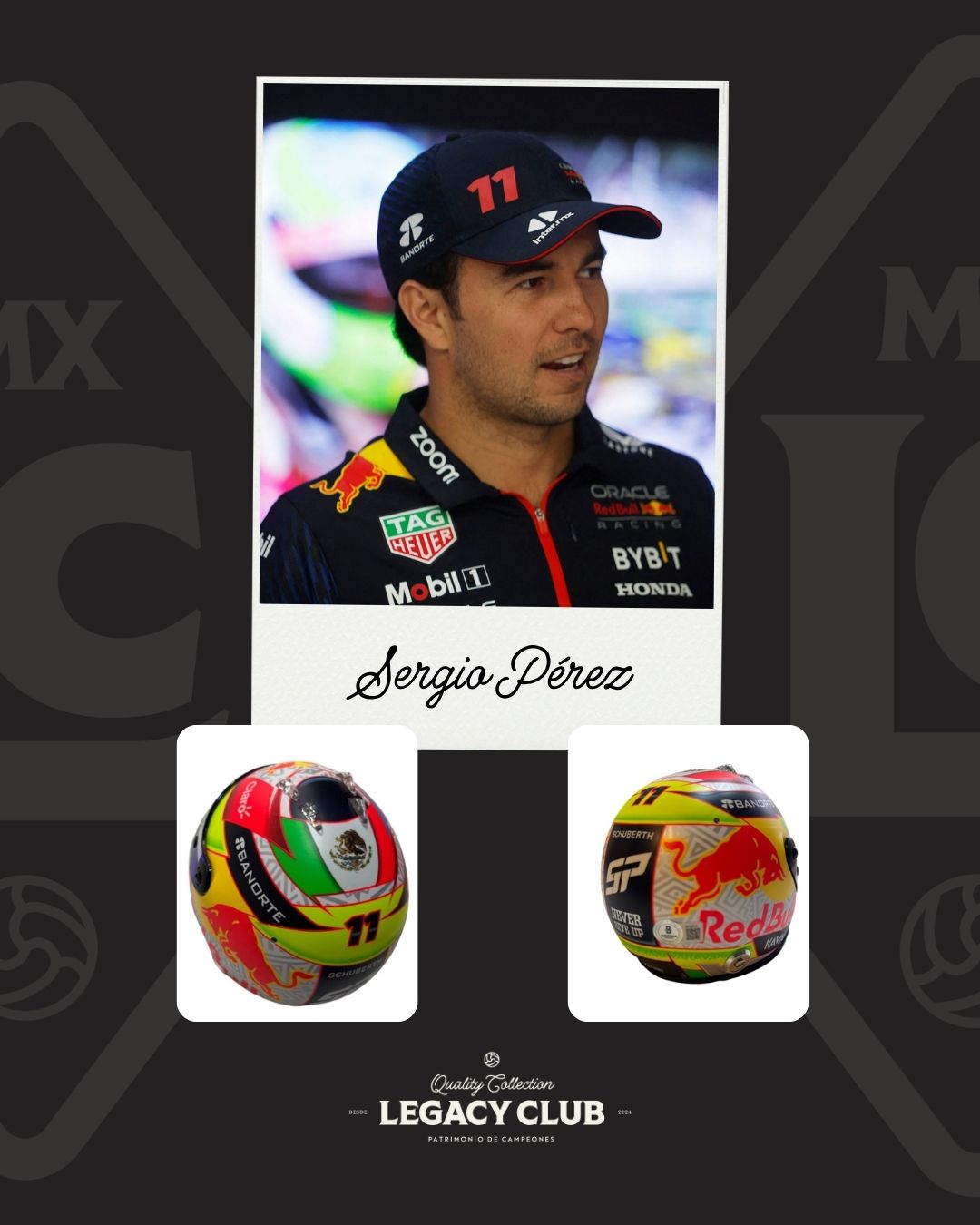 Mini casco firmado Sergio Pérez Red Bull Austria 2021
