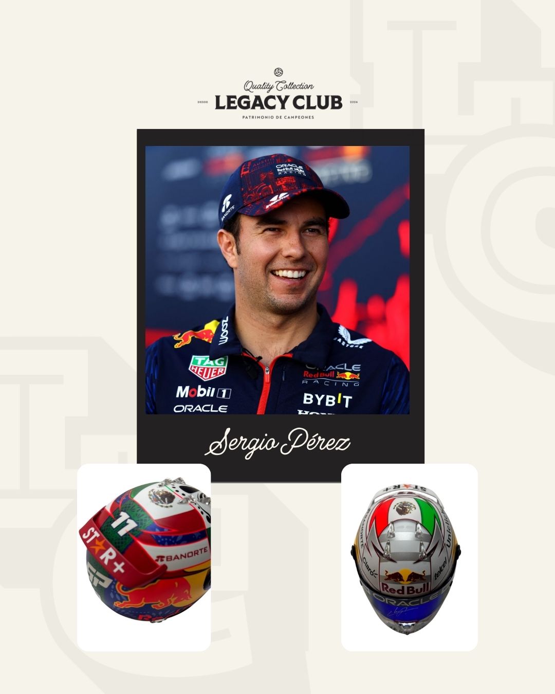 Mini Casco firmado Sergio Pérez Red Bull México 2022