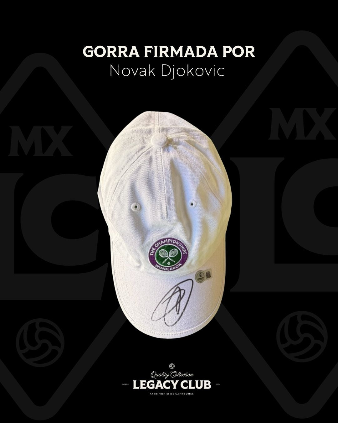 Gorra firmada Novak Djokovic Wimbledon