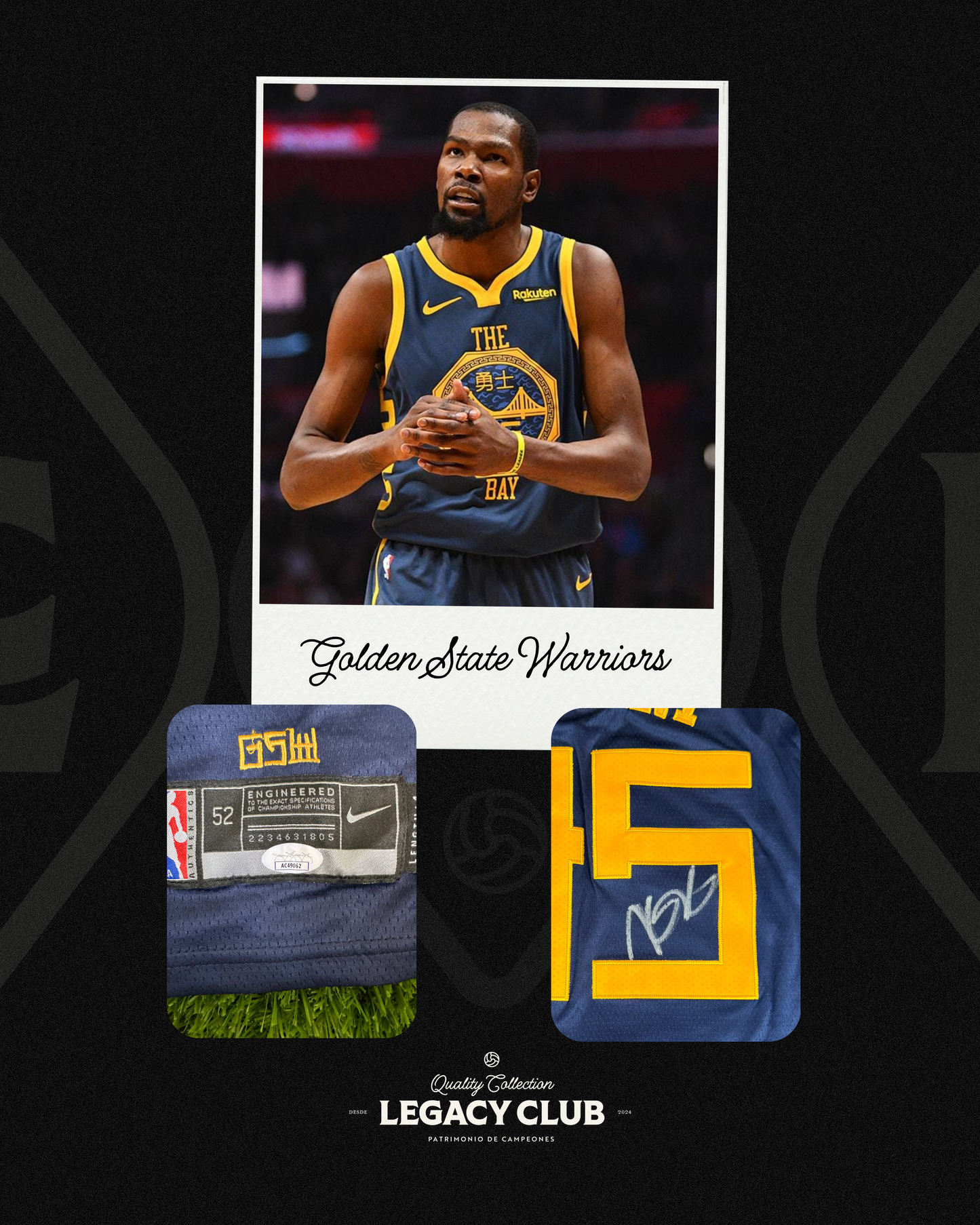 Jersey Autografiado Kevin Durant Golden State Warriors