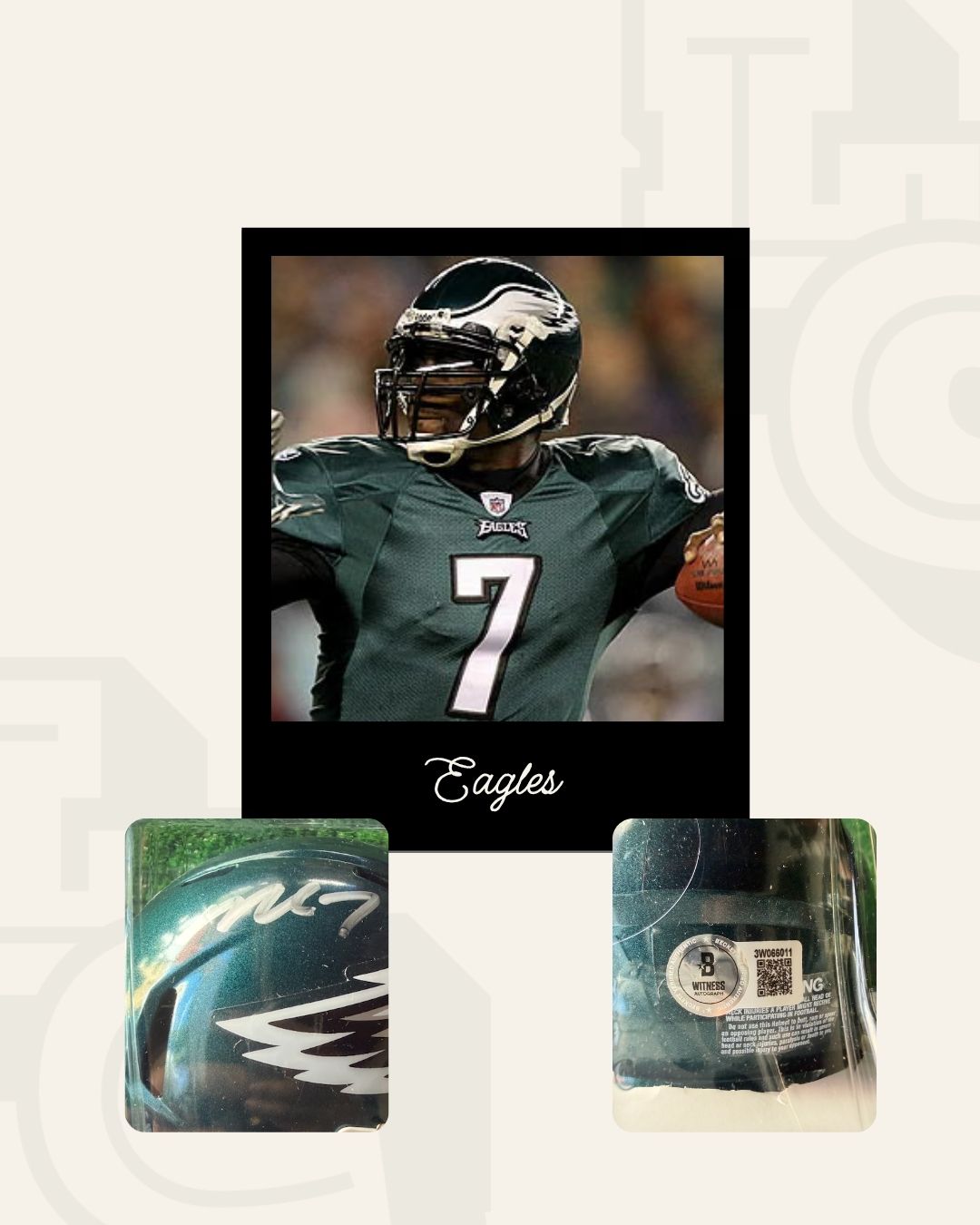 Mini Casco firmado Michael Vick Eagles