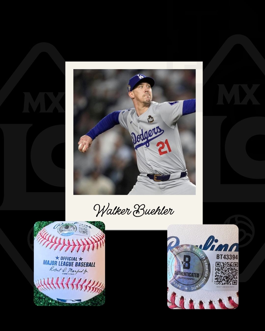 Pelota firmada Walker Buehler