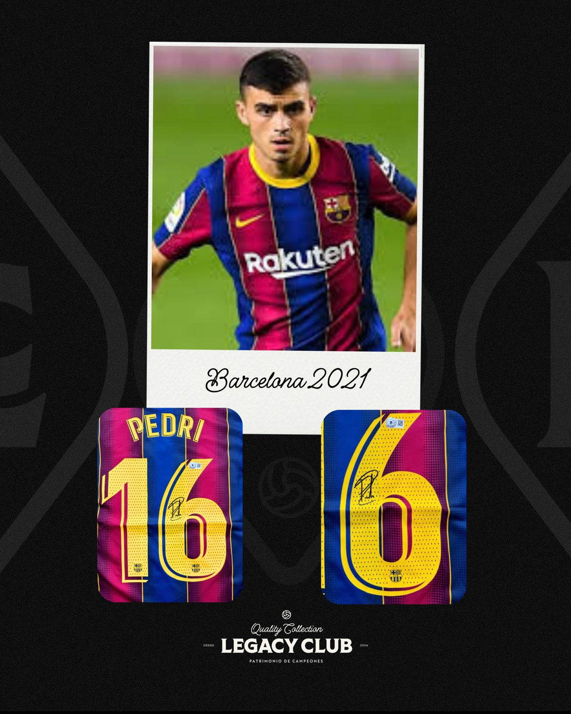 Jersey firmado Pedri Gonzalez Barcelona 2021