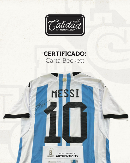 Jersey firmado Lionel Messi Argentina Mundial 2022 (Carta Beckett) ($40,000)