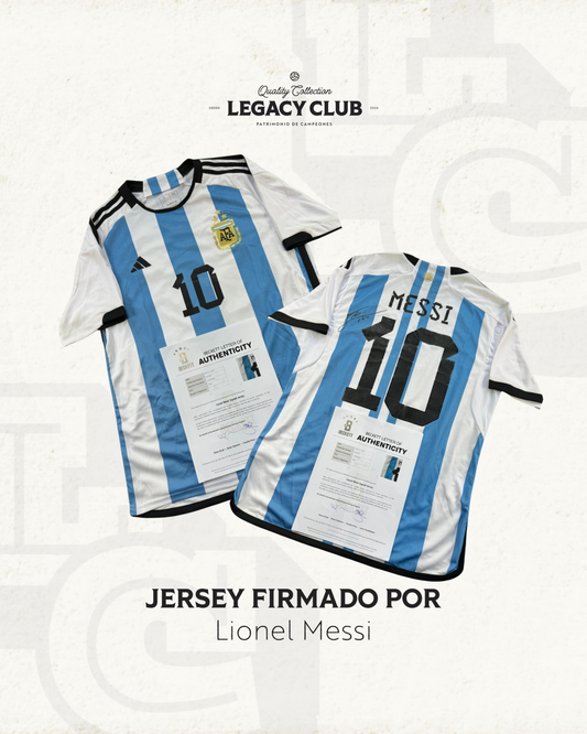 Jersey firmado Lionel Messi Argentina Mundial 2022 (Carta Beckett) ($40,000)