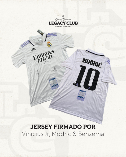 Jersey firmado Vinicius Jr, Modric & Benzema Real Madrid