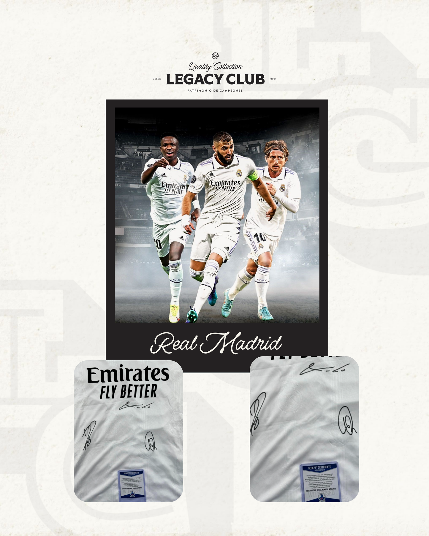Jersey firmado Vinicius Jr, Modric & Benzema Real Madrid