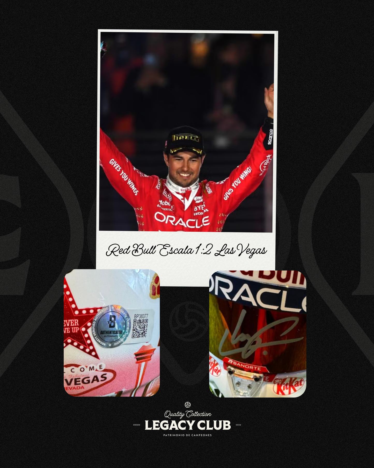 Casco firmado Sergio Perez Red Bull Escala 1:2 Las Vegas